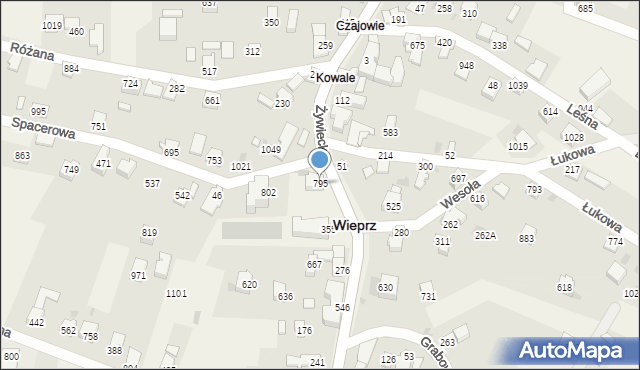Wieprz, Browarna, 795, mapa Wieprz