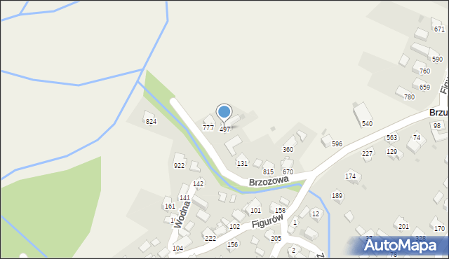 Wieprz, Brzozowa, 497, mapa Wieprz