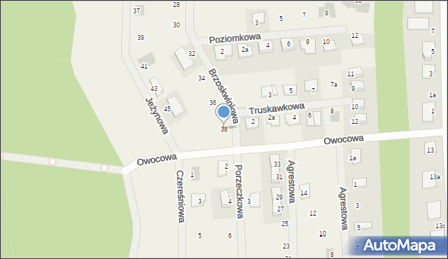 Wieszowa, Brzoskwiniowa, 38, mapa Wieszowa