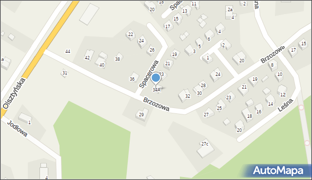 Wilkasy, Brzozowa, 34A, mapa Wilkasy