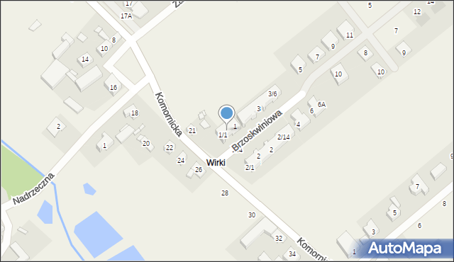 Wiry, Brzoskwiniowa, 1/2, mapa Wiry