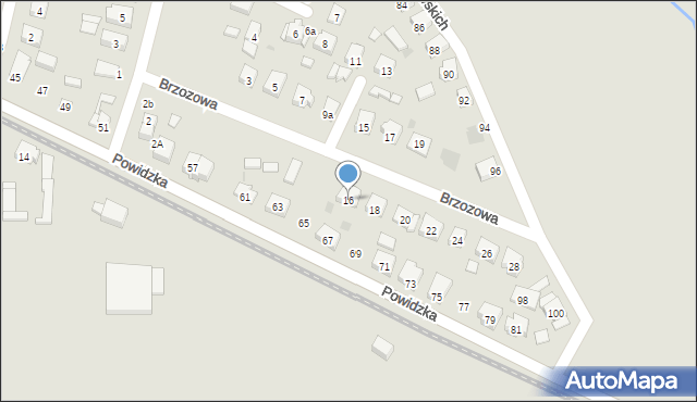 Witkowo, Brzozowa, 16, mapa Witkowo