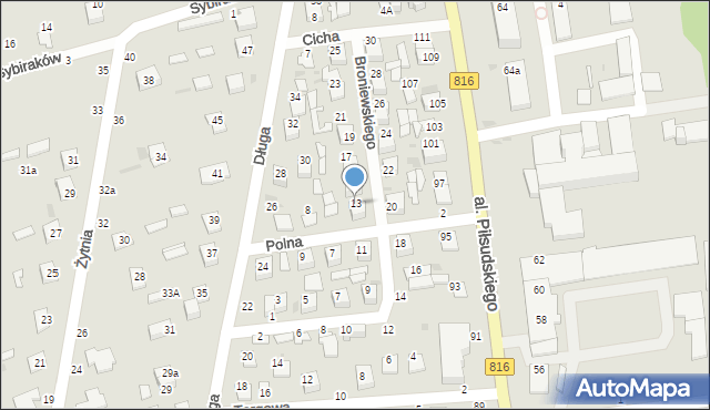 Włodawa, Broniewskiego Władysława, 13, mapa Włodawa