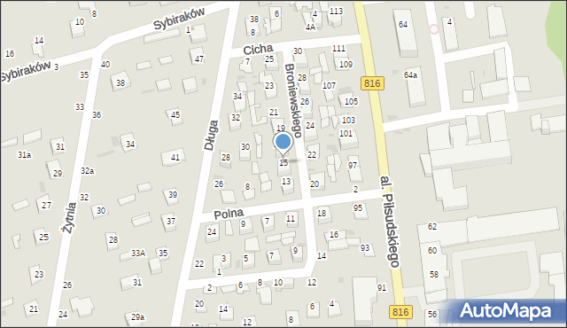 Włodawa, Broniewskiego Władysława, 15, mapa Włodawa