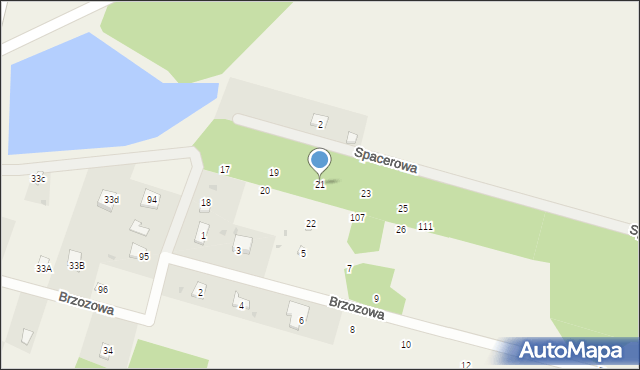 Wodzierady, Brzozowa, 21, mapa Wodzierady