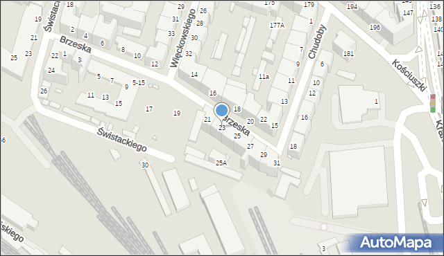 Wrocław, Brzeska, 23, mapa Wrocławia
