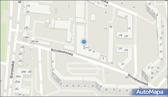 Wrocław, Brzoskwiniowa, 4, mapa Wrocławia