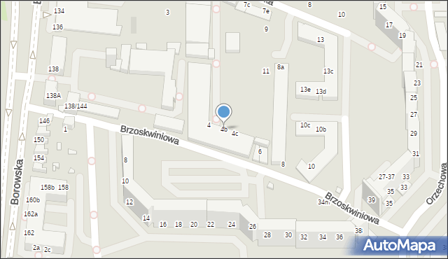 Wrocław, Brzoskwiniowa, 4b, mapa Wrocławia