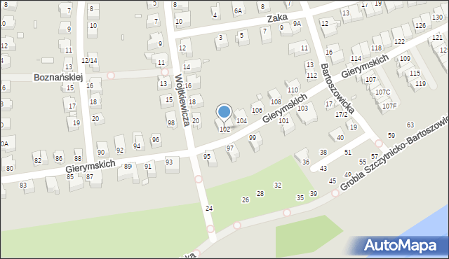 Wrocław, Braci Gierymskich, 102, mapa Wrocławia