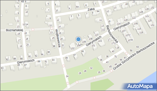 Wrocław, Braci Gierymskich, 104, mapa Wrocławia