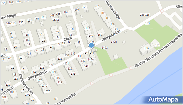 Wrocław, Braci Gierymskich, 145, mapa Wrocławia