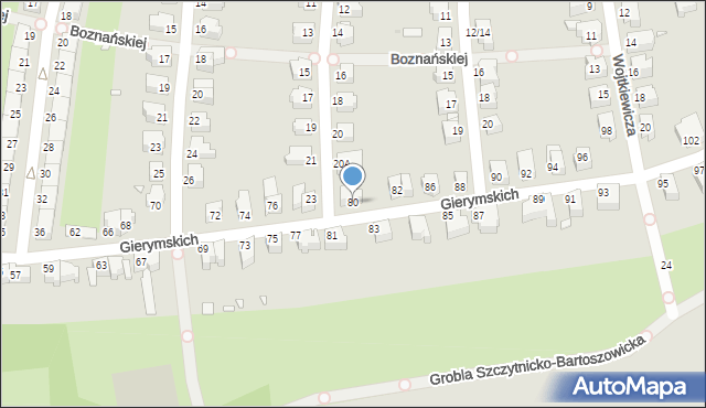 Wrocław, Braci Gierymskich, 80, mapa Wrocławia