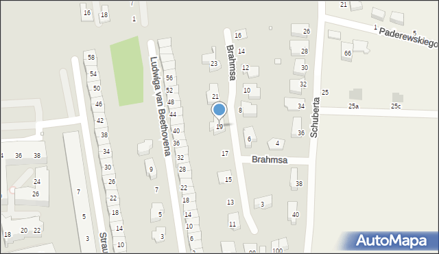 Wrocław, Brahmsa Johannesa, 19, mapa Wrocławia