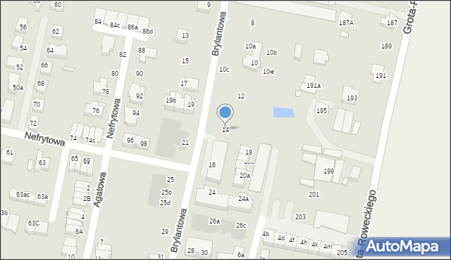 Wrocław, Brylantowa, 14, mapa Wrocławia