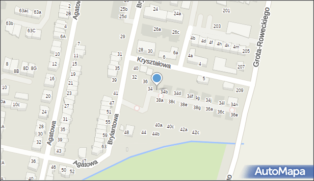 Wrocław, Brylantowa, 34a, mapa Wrocławia