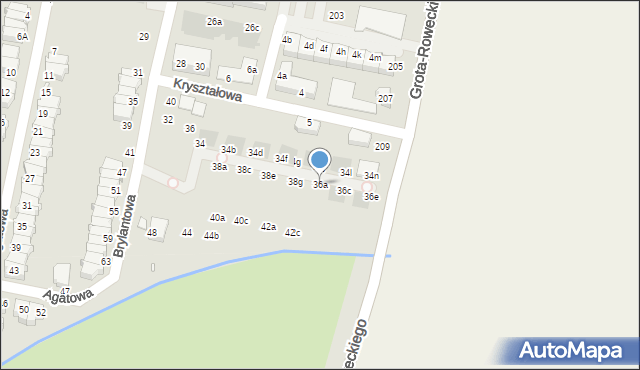 Wrocław, Brylantowa, 36a, mapa Wrocławia