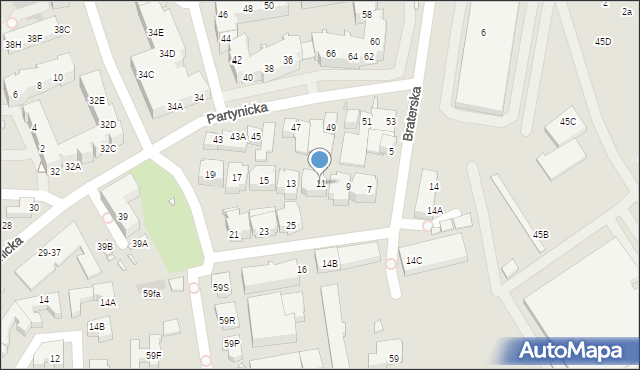 Wrocław, Braterska, 11, mapa Wrocławia