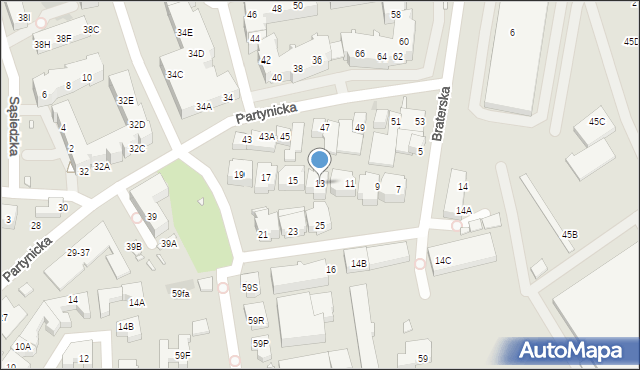 Wrocław, Braterska, 13, mapa Wrocławia