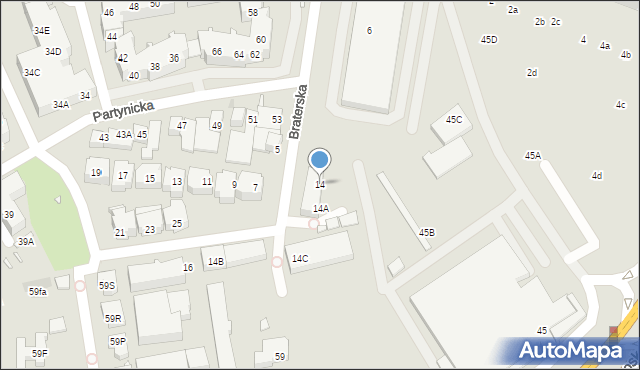 Wrocław, Braterska, 14, mapa Wrocławia