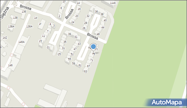 Wrocław, Brossa Wiktora, 75, mapa Wrocławia