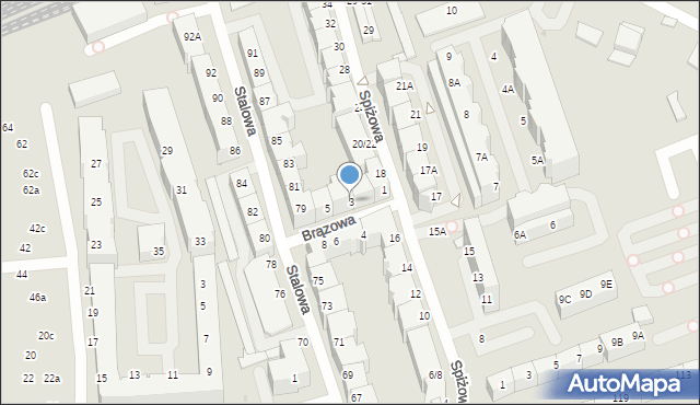 Wrocław, Brązowa, 3, mapa Wrocławia