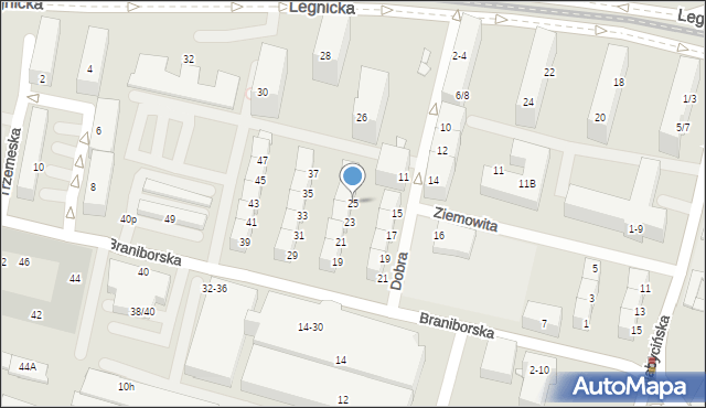 Wrocław, Braniborska, 25, mapa Wrocławia