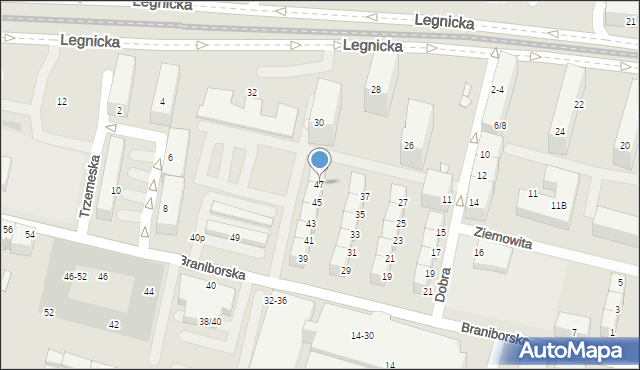 Wrocław, Braniborska, 47, mapa Wrocławia