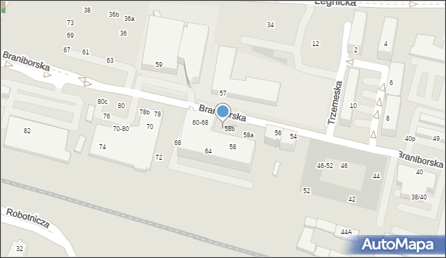 Wrocław, Braniborska, 58c, mapa Wrocławia