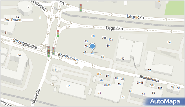 Wrocław, Braniborska, 61, mapa Wrocławia