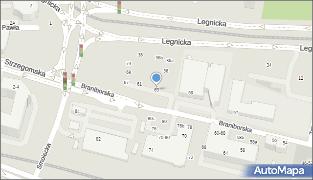 Wrocław, Braniborska, 63, mapa Wrocławia