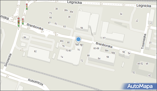 Wrocław, Braniborska, 78a, mapa Wrocławia