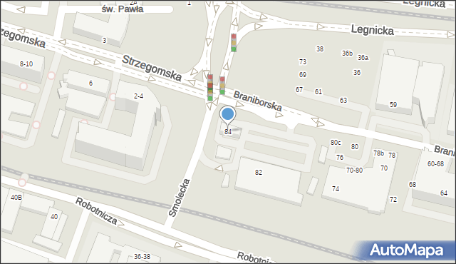 Wrocław, Braniborska, 84, mapa Wrocławia