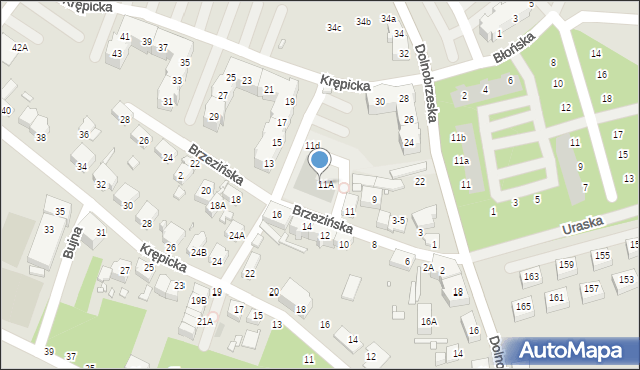 Wrocław, Brzezińska, 11b, mapa Wrocławia