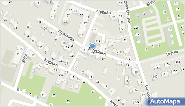 Wrocław, Brzezińska, 14, mapa Wrocławia