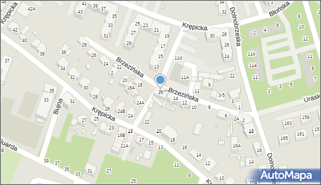 Wrocław, Brzezińska, 16, mapa Wrocławia