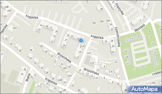 Wrocław, Brzezińska, 17, mapa Wrocławia