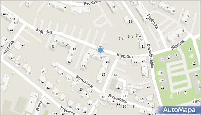 Wrocław, Brzezińska, 21, mapa Wrocławia