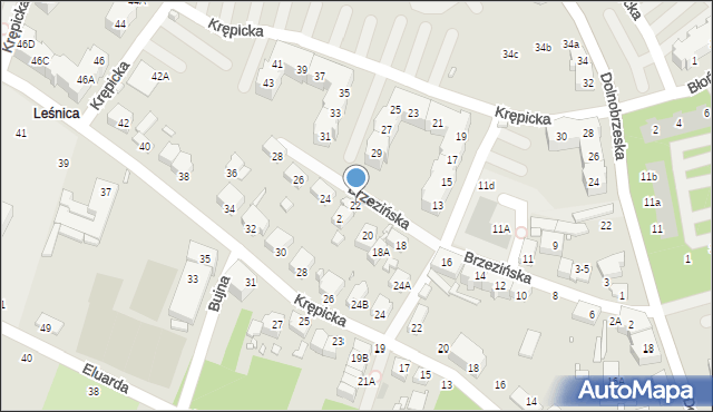 Wrocław, Brzezińska, 22, mapa Wrocławia