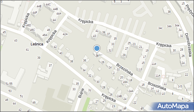 Wrocław, Brzezińska, 28, mapa Wrocławia