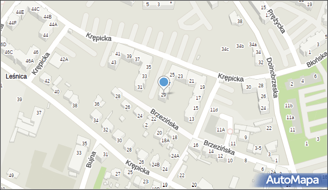 Wrocław, Brzezińska, 29, mapa Wrocławia