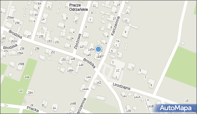 Wrocław, Brodzka, 143, mapa Wrocławia