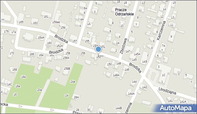 Wrocław, Brodzka, 152, mapa Wrocławia