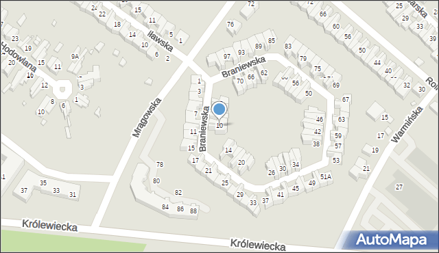 Wrocław, Braniewska, 10, mapa Wrocławia