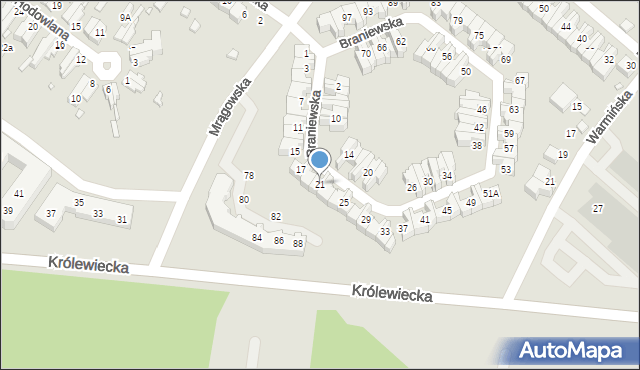 Wrocław, Braniewska, 21, mapa Wrocławia