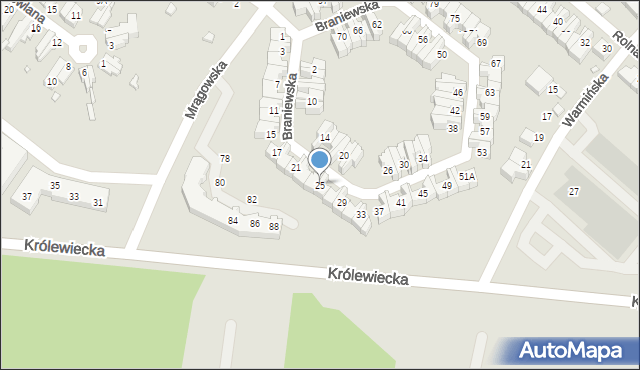 Wrocław, Braniewska, 25, mapa Wrocławia