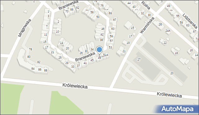 Wrocław, Braniewska, 49, mapa Wrocławia