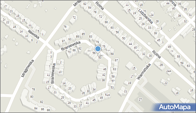 Wrocław, Braniewska, 52, mapa Wrocławia