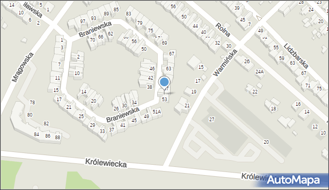 Wrocław, Braniewska, 55, mapa Wrocławia