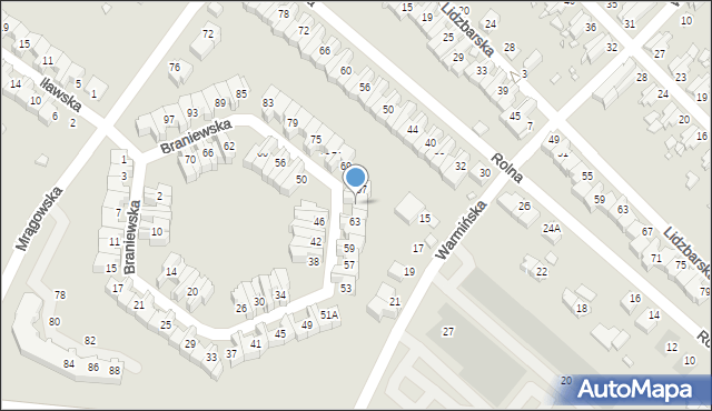 Wrocław, Braniewska, 65, mapa Wrocławia