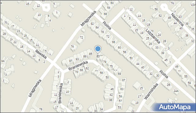 Wrocław, Braniewska, 83, mapa Wrocławia